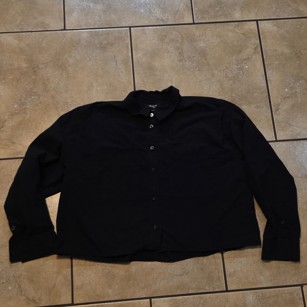 Madewell OVERSIZED Black Button-Down Shirt - Picture 5 of 12